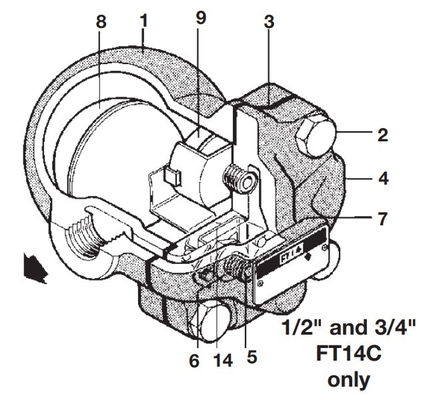 Flotteur et purgeur de vapeur thermostatique FT14HC de DN25 Spirax Sarco