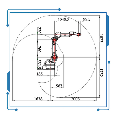 6 robot chinois GBS6-C2080 de soudure à l'arc électrique de l'axe GBS avec la machine de soudure d'Ehave CM350AR
