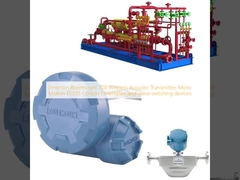 Transmetteur acoustique sans fil Emerson Rosemount 708, débitmètre Coriolis Micro Motion F025S et dispositifs de commutation de vannes